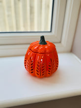 Load image into Gallery viewer, Orange Leaf Cut Out Pumpkin Burner
