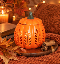 Load image into Gallery viewer, Orange Leaf Cut Out Pumpkin Burner
